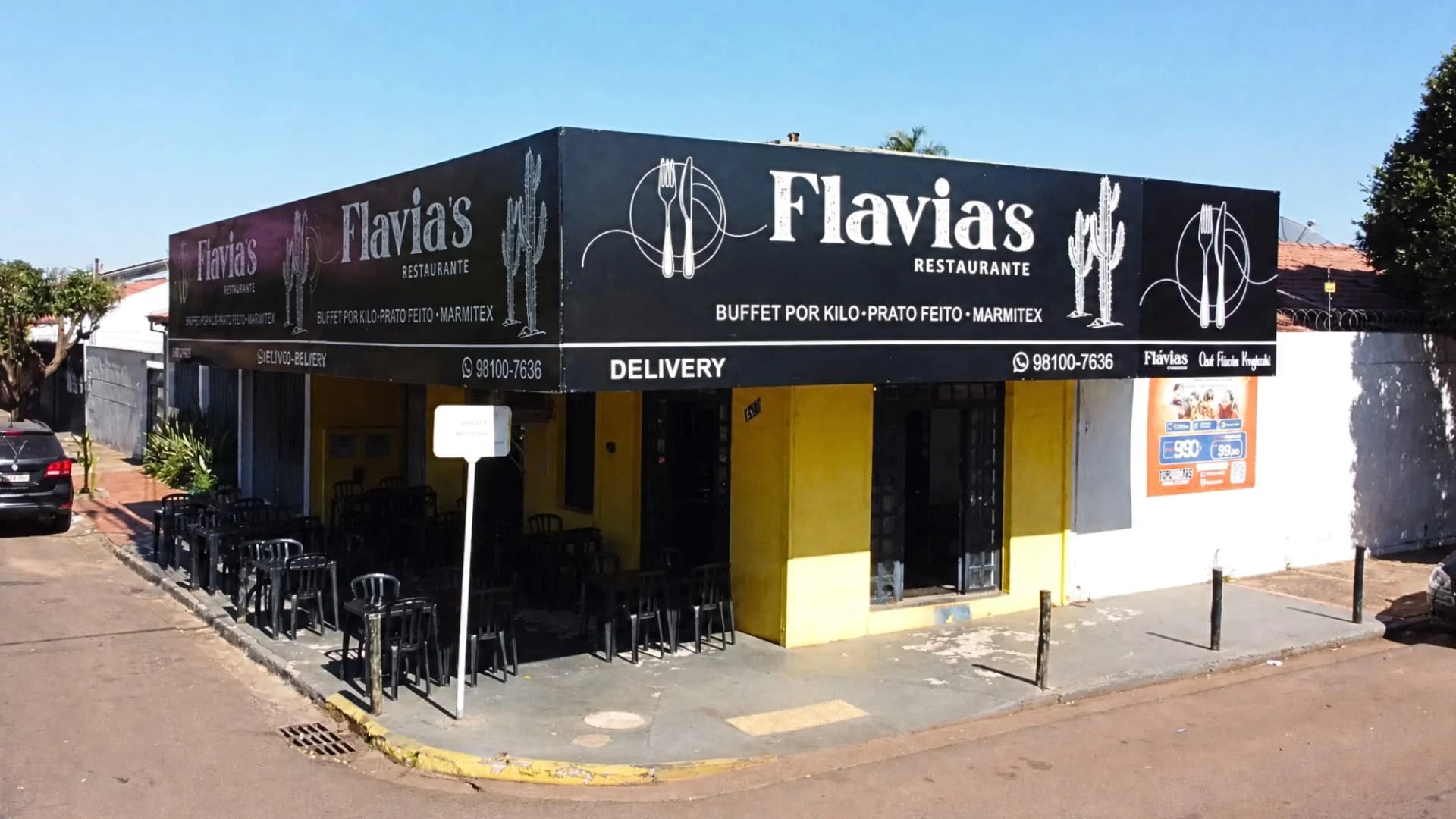 Fachada do Flavia's Restaurante na Avenida Marechal Deodoro em Campo Grande - MS